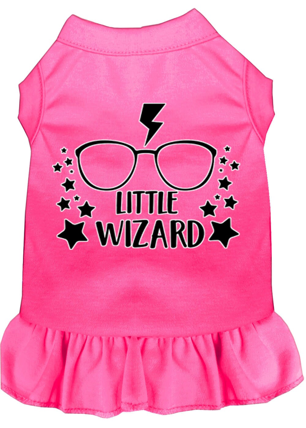 A cute pet dog and cat dress featuring a whimsical 'Little Wizard' design, made from soft cotton and polyester blend, perfect for dressing up pets.
