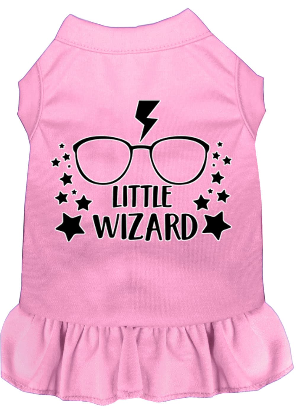 A cute pet dog and cat dress featuring a whimsical 'Little Wizard' design, made from soft cotton and polyester blend, perfect for dressing up pets.