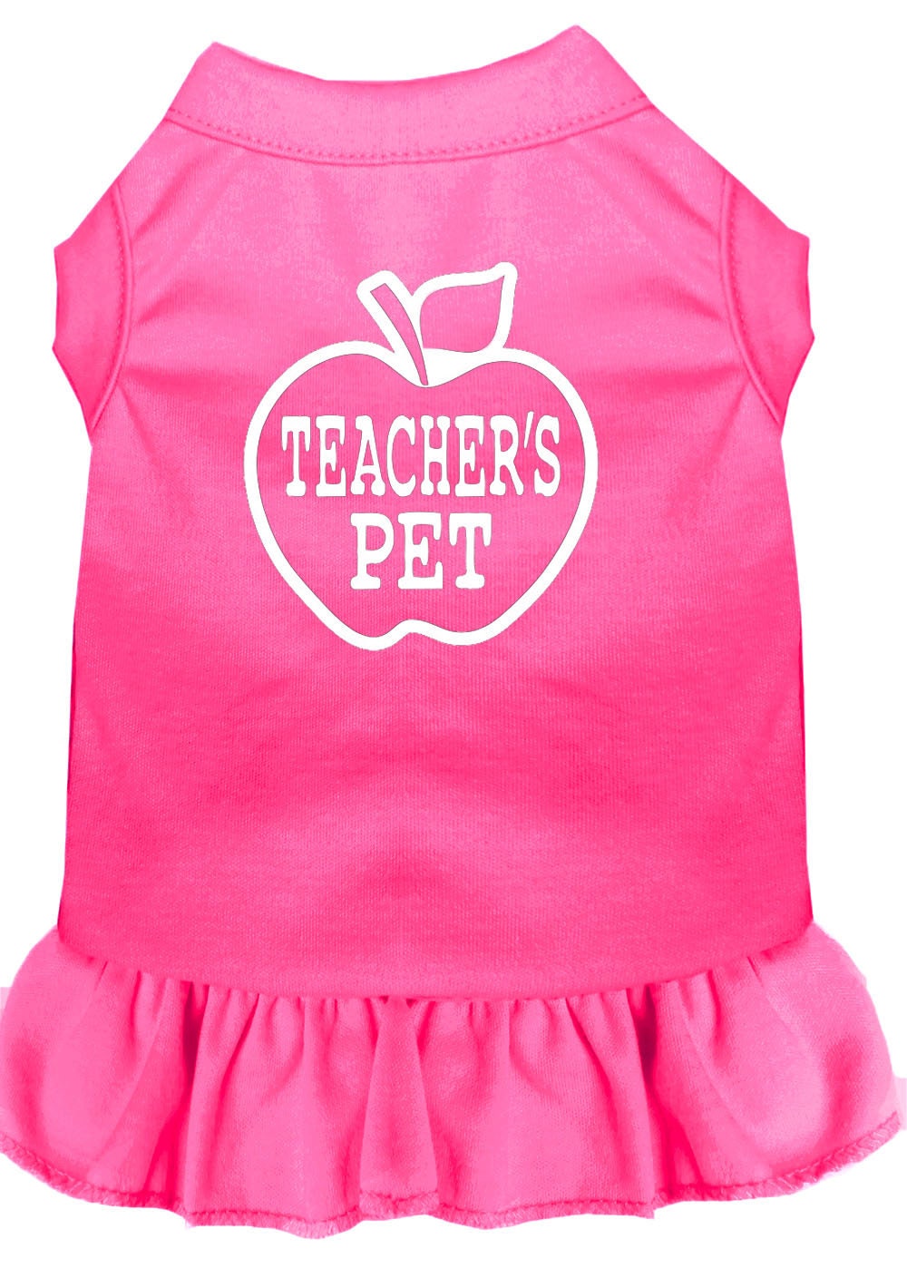 A cute dog and cat dress featuring the phrase 'Teacher's Pet', made from soft cotton and polyester blend, perfect for pets of all sizes.