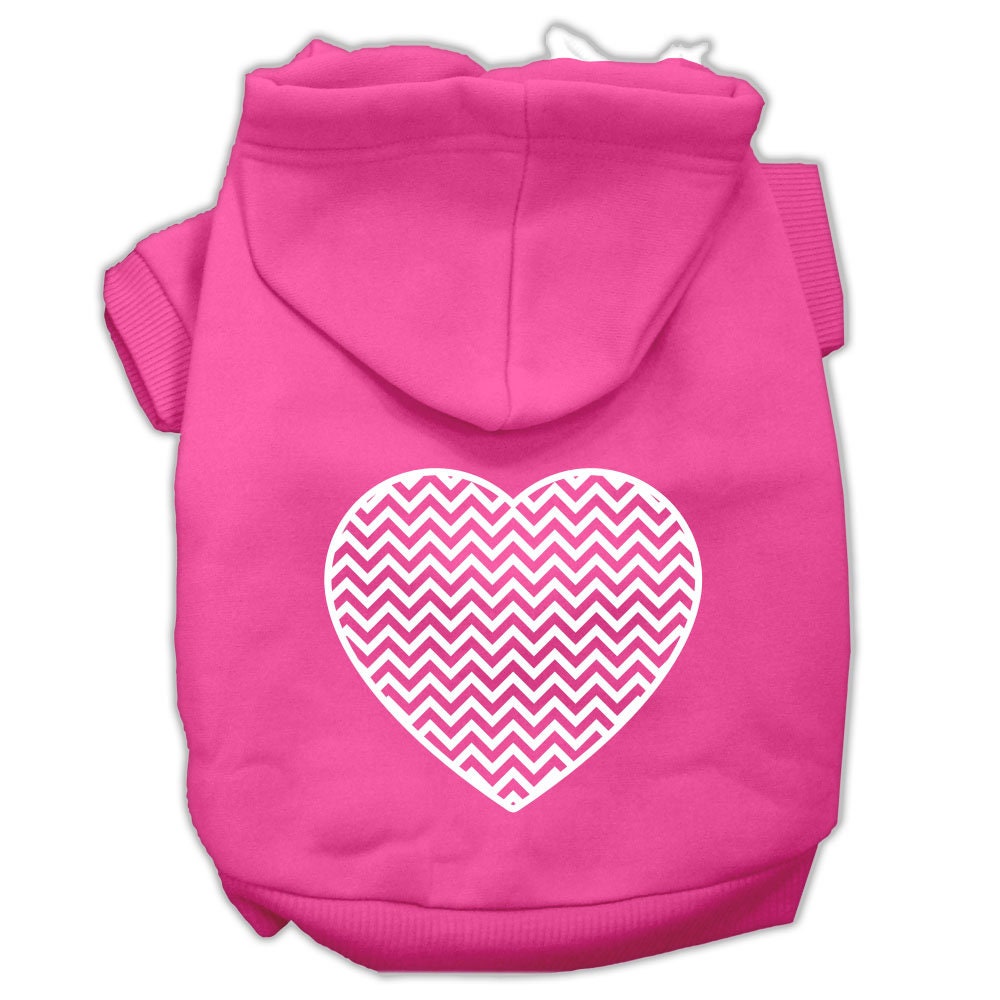 A cozy pet hoodie for dogs and cats featuring a Chevron Heart design, made from soft cotton and polyester blend.