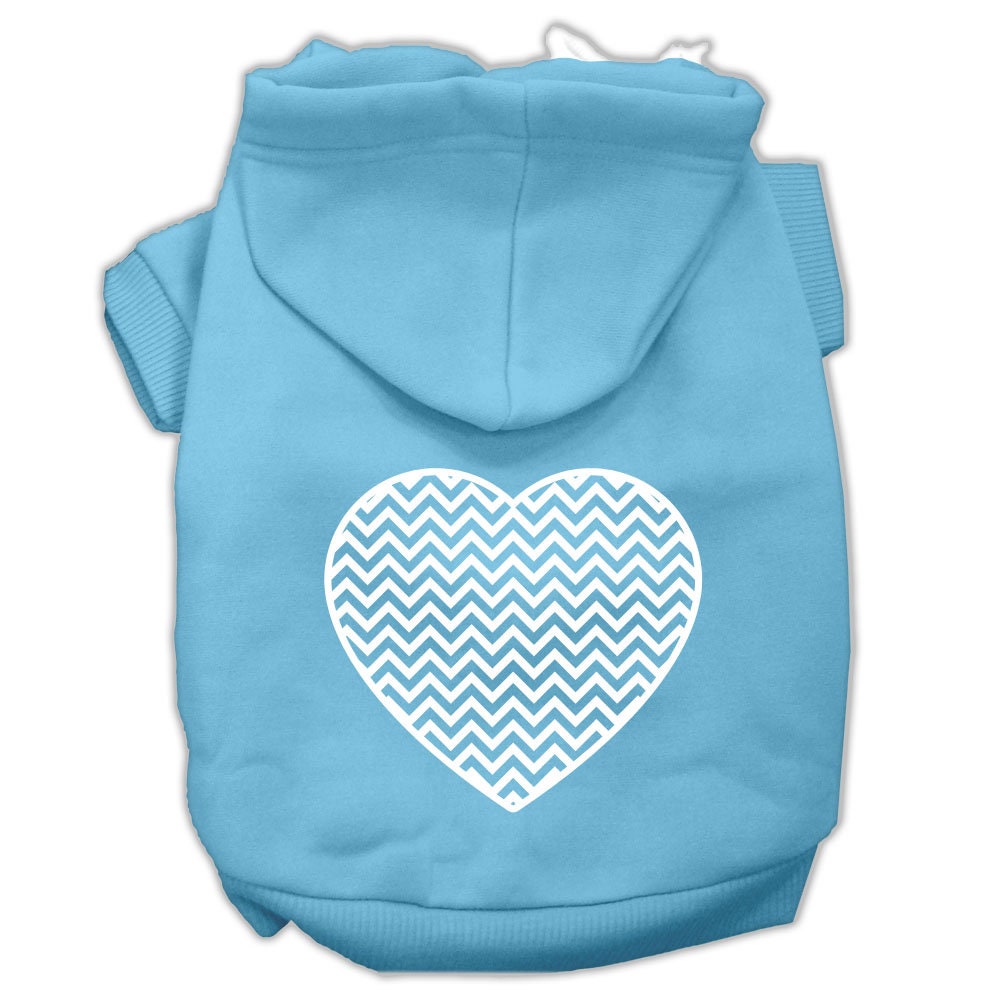 A cozy pet hoodie for dogs and cats featuring a Chevron Heart design, made from soft cotton and polyester blend.