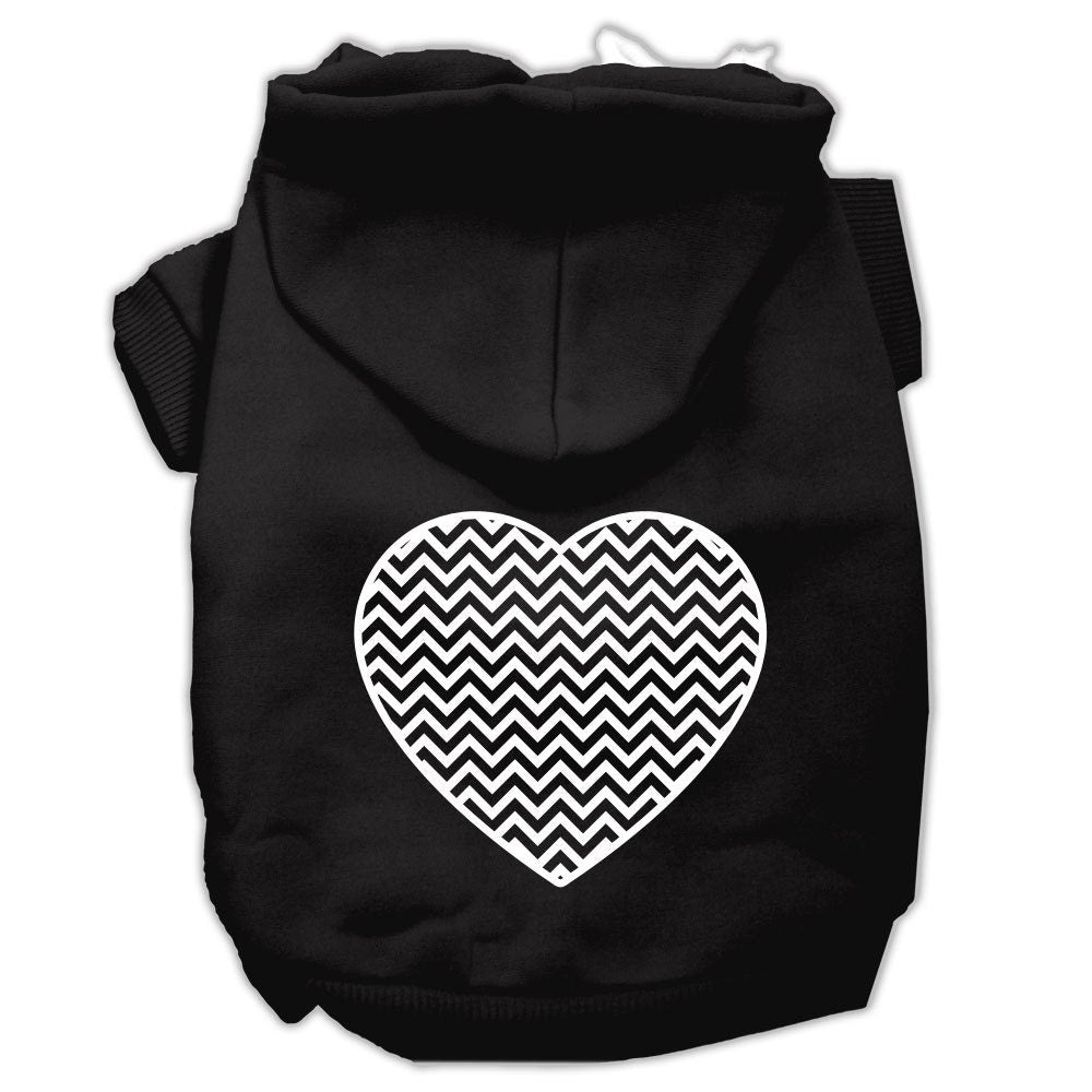 A cozy pet hoodie for dogs and cats featuring a Chevron Heart design, made from soft cotton and polyester blend.