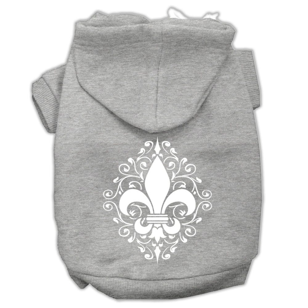A cozy pet hoodie featuring a Henna Fleur De Lis design, suitable for dogs and cats, showcasing its soft fabric and stylish print.