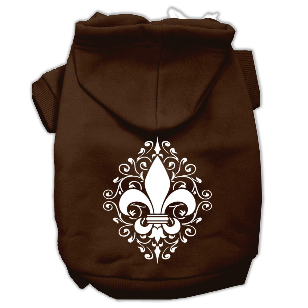 A cozy pet hoodie featuring a Henna Fleur De Lis design, suitable for dogs and cats, showcasing its soft fabric and stylish print.