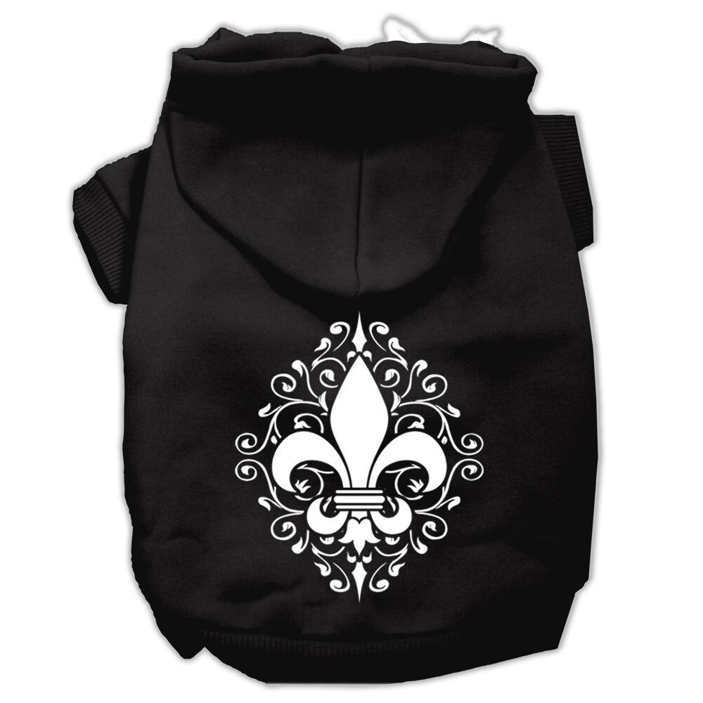 A cozy pet hoodie featuring a Henna Fleur De Lis design, suitable for dogs and cats, showcasing its soft fabric and stylish print.