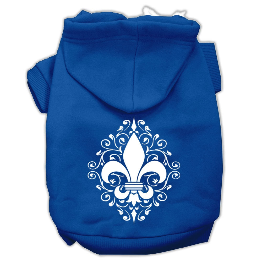 A cozy pet hoodie featuring a Henna Fleur De Lis design, suitable for dogs and cats, showcasing its soft fabric and stylish print.