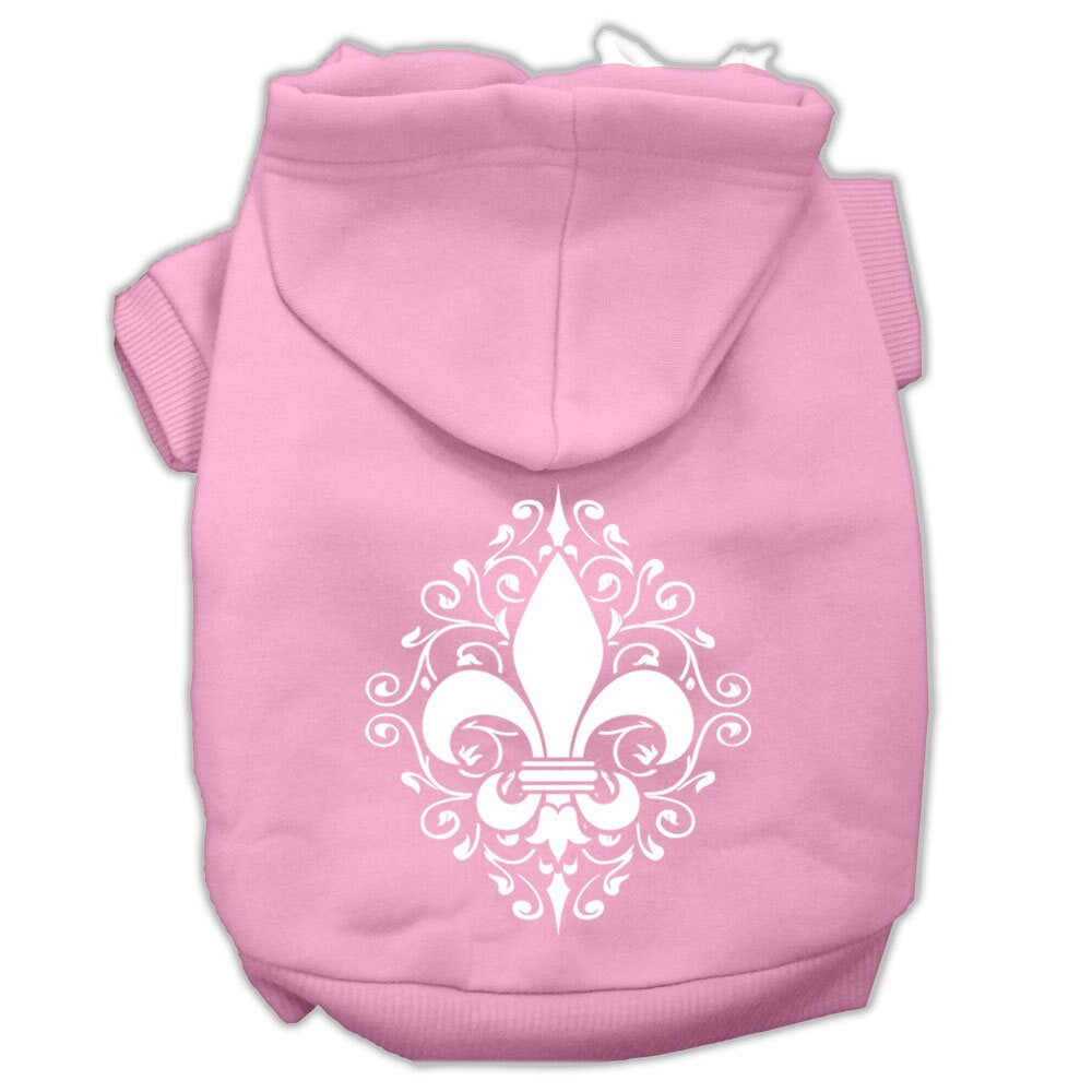A cozy pet hoodie featuring a Henna Fleur De Lis design, suitable for dogs and cats, showcasing its soft fabric and stylish print.