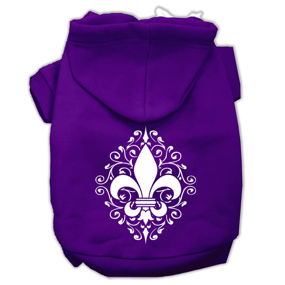 A cozy pet hoodie featuring a Henna Fleur De Lis design, suitable for dogs and cats, showcasing its soft fabric and stylish print.