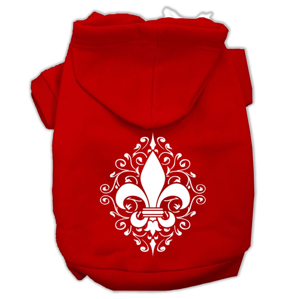 A cozy pet hoodie featuring a Henna Fleur De Lis design, suitable for dogs and cats, showcasing its soft fabric and stylish print.