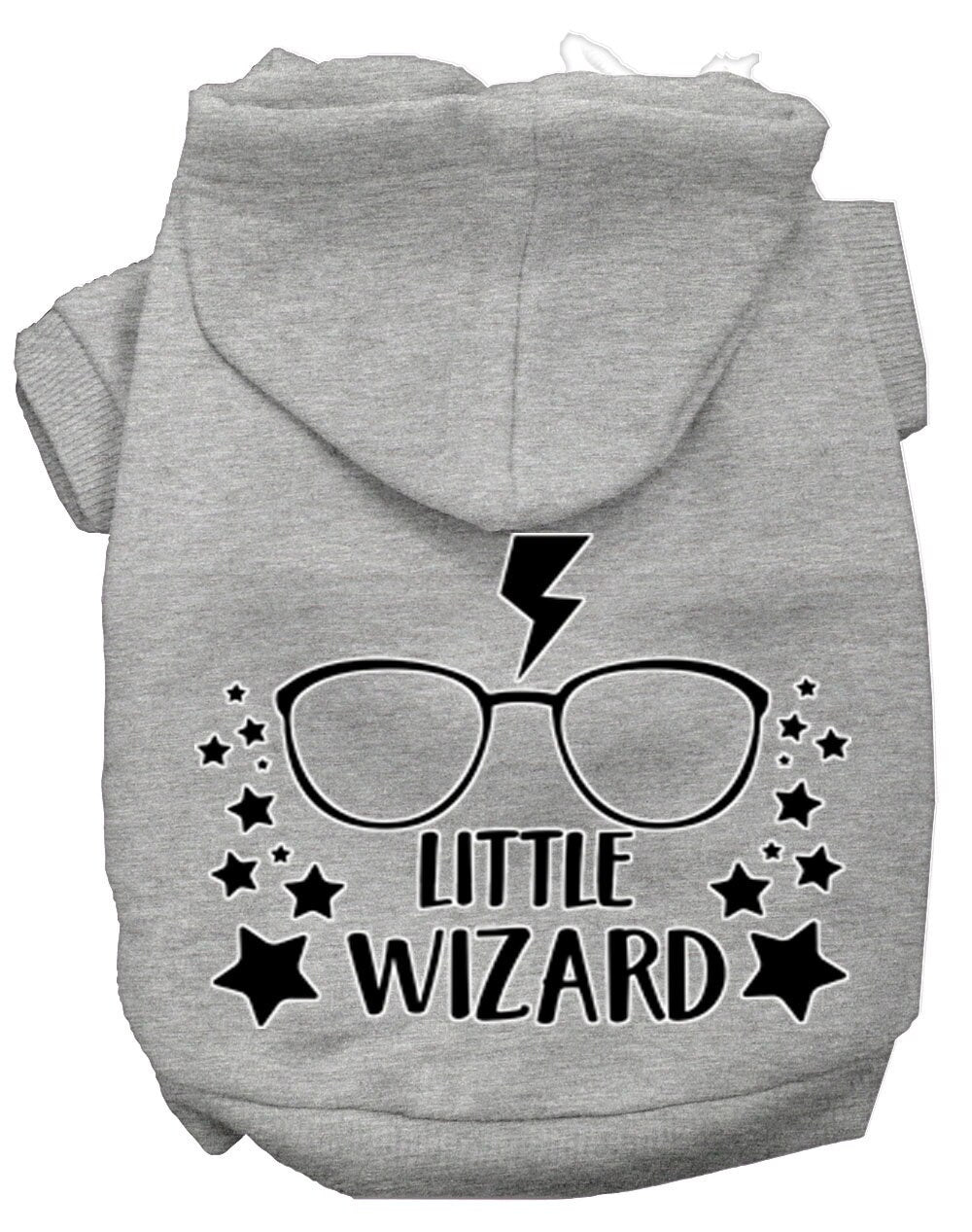 A cozy pet hoodie for dogs and cats, featuring a whimsical 'Little Wizard' design, perfect for chilly days.