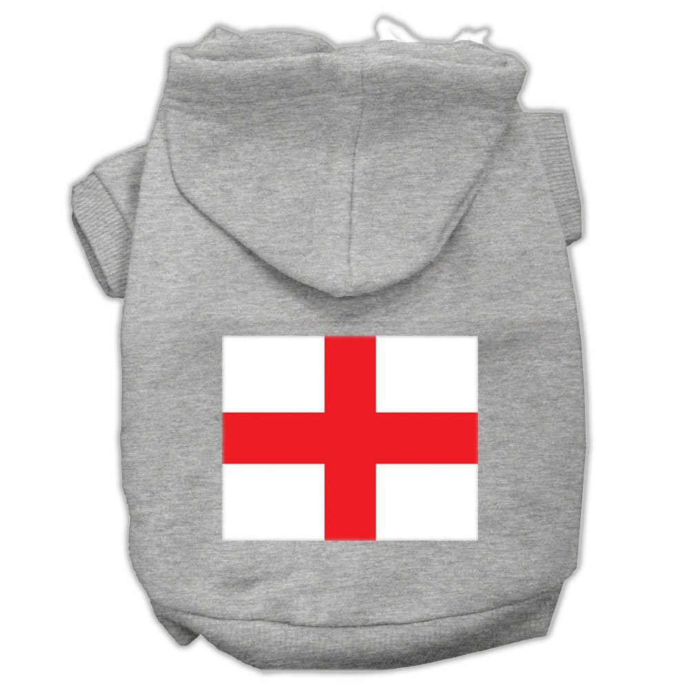 A cozy pet hoodie featuring St. George's Cross design, suitable for dogs and cats, showcasing its soft fabric and durable stitching.