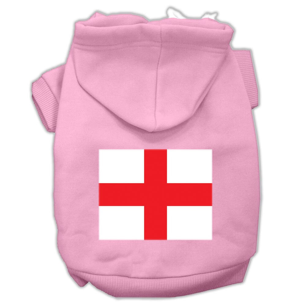 A cozy pet hoodie featuring St. George's Cross design, suitable for dogs and cats, showcasing its soft fabric and durable stitching.