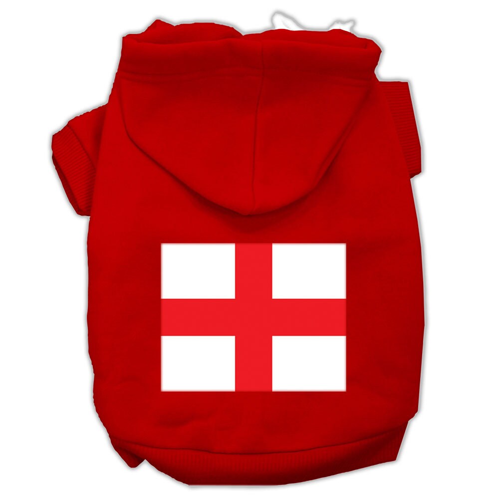 A cozy pet hoodie featuring St. George's Cross design, suitable for dogs and cats, showcasing its soft fabric and durable stitching.