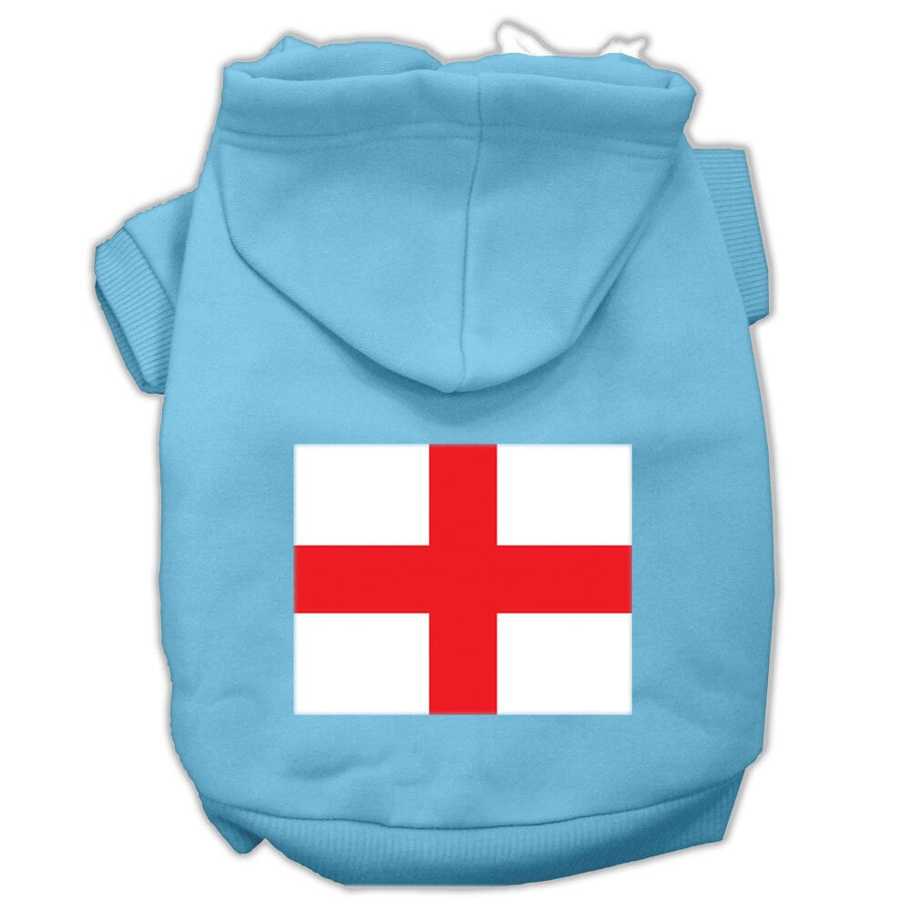 A cozy pet hoodie featuring St. George's Cross design, suitable for dogs and cats, showcasing its soft fabric and durable stitching.