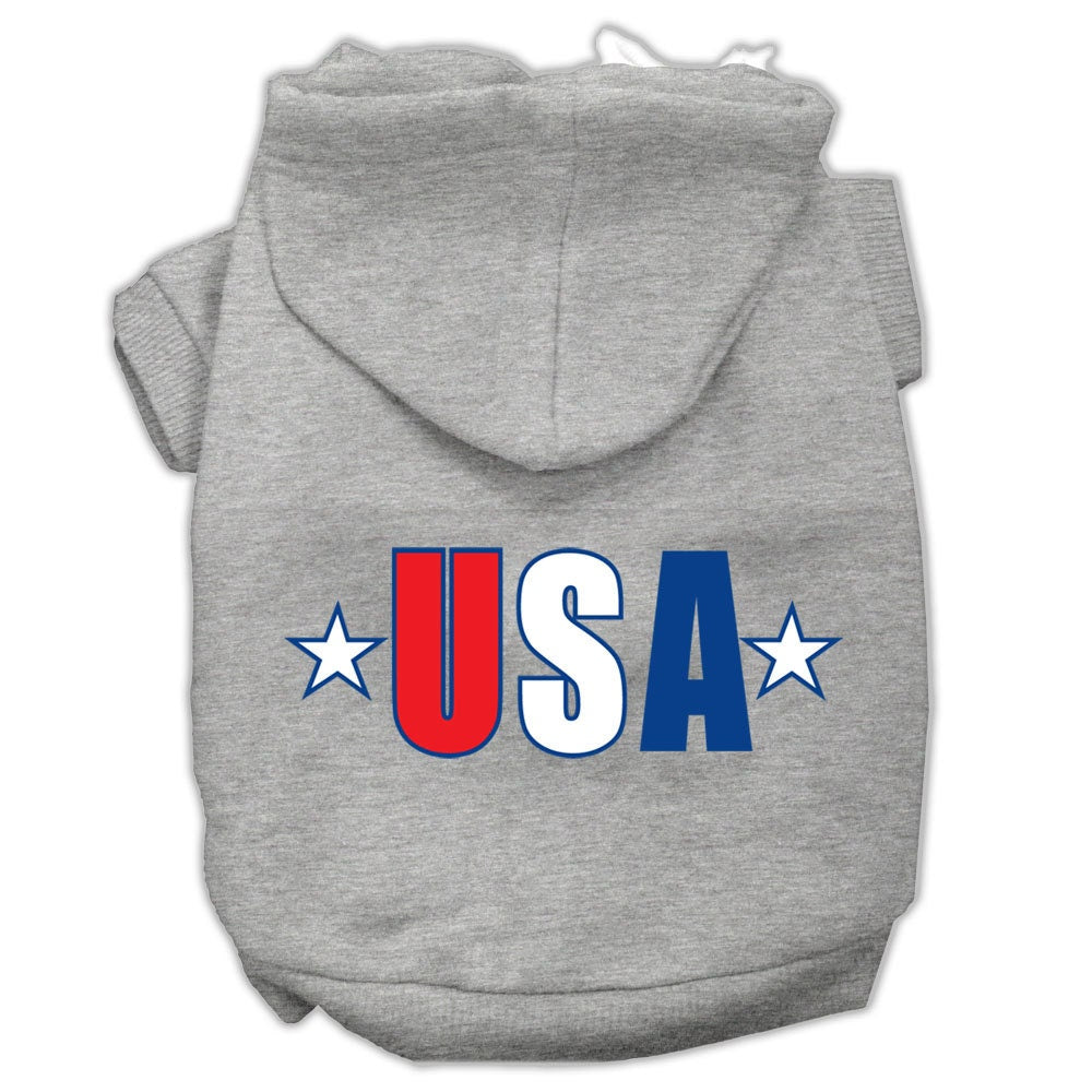 A soft and warm pet hoodie featuring a USA Star design, suitable for both dogs and cats, showcasing its durable double-stitched construction.