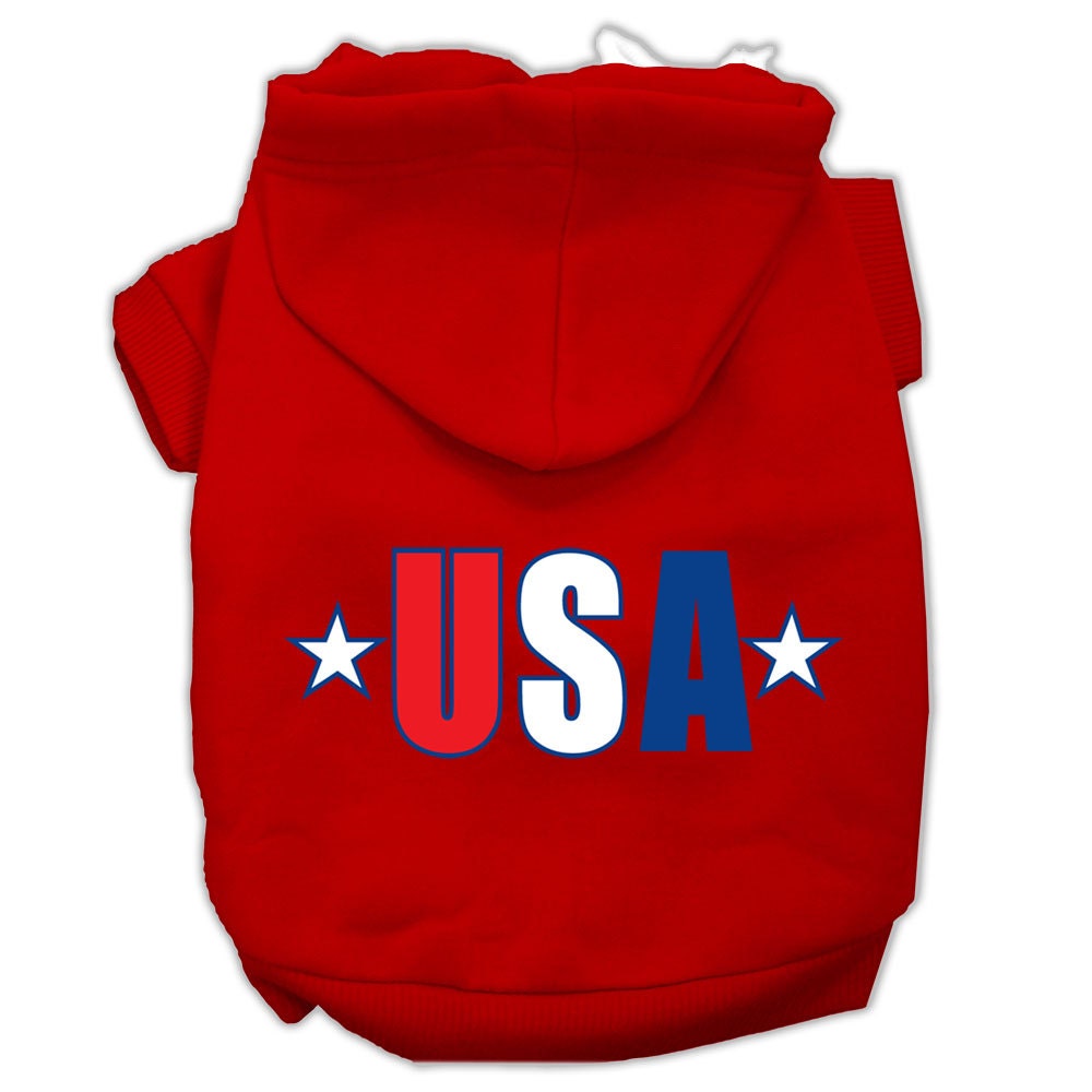 A soft and warm pet hoodie featuring a USA Star design, suitable for both dogs and cats, showcasing its durable double-stitched construction.