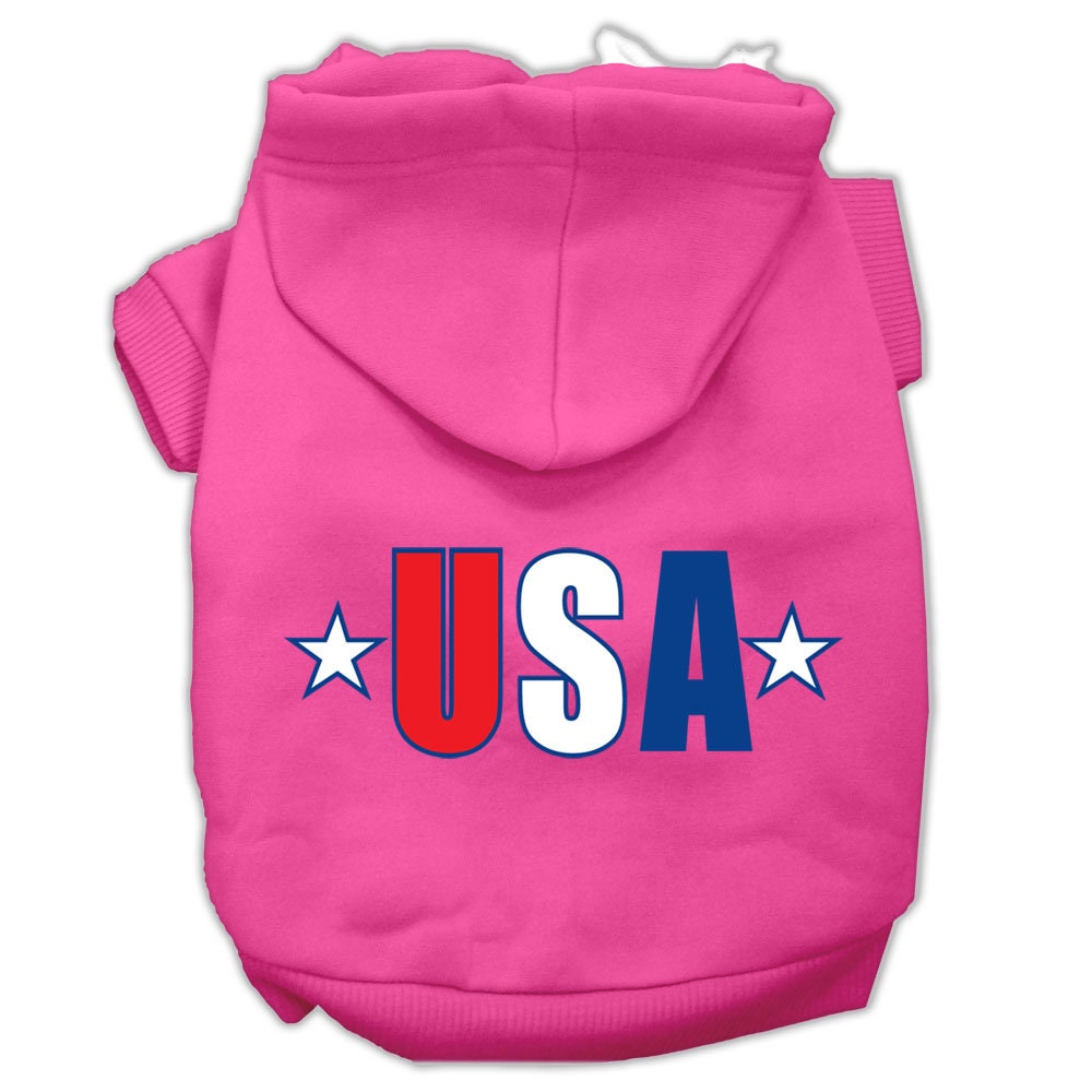 A soft and warm pet hoodie featuring a USA Star design, suitable for both dogs and cats, showcasing its durable double-stitched construction.