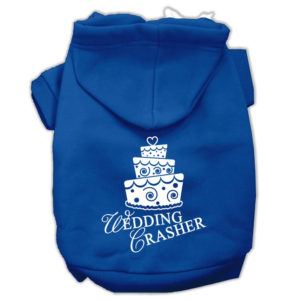 A stylish pet hoodie for dogs and cats, featuring the screen-printed text 'Wedding Crasher' in a fun design, perfect for special occasions.