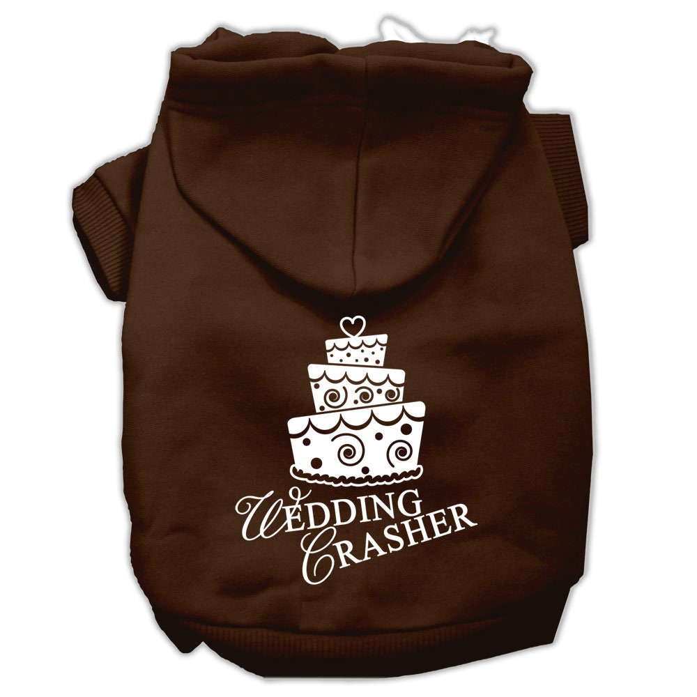 A stylish pet hoodie for dogs and cats, featuring the screen-printed text 'Wedding Crasher' in a fun design, perfect for special occasions.