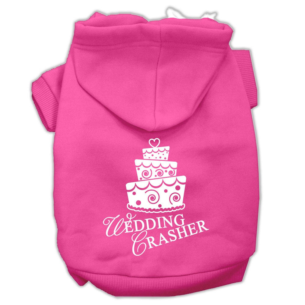 A stylish pet hoodie for dogs and cats, featuring the screen-printed text 'Wedding Crasher' in a fun design, perfect for special occasions.