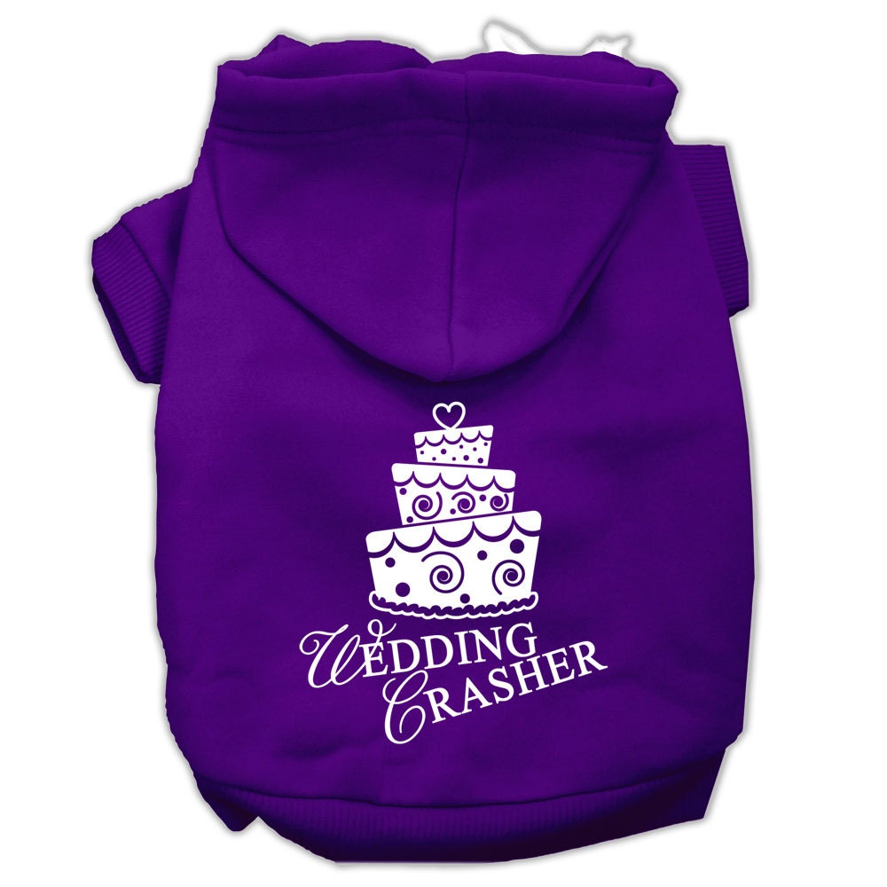A stylish pet hoodie for dogs and cats, featuring the screen-printed text 'Wedding Crasher' in a fun design, perfect for special occasions.