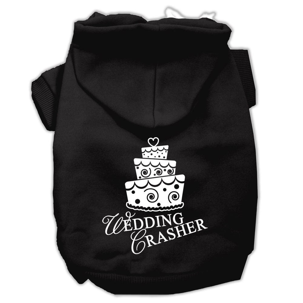 A stylish pet hoodie for dogs and cats, featuring the screen-printed text 'Wedding Crasher' in a fun design, perfect for special occasions.