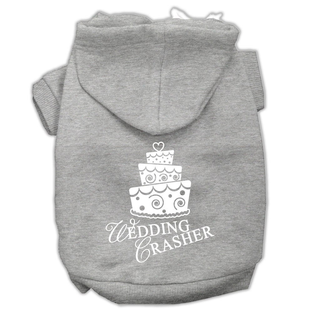 A stylish pet hoodie for dogs and cats, featuring the screen-printed text 'Wedding Crasher' in a fun design, perfect for special occasions.