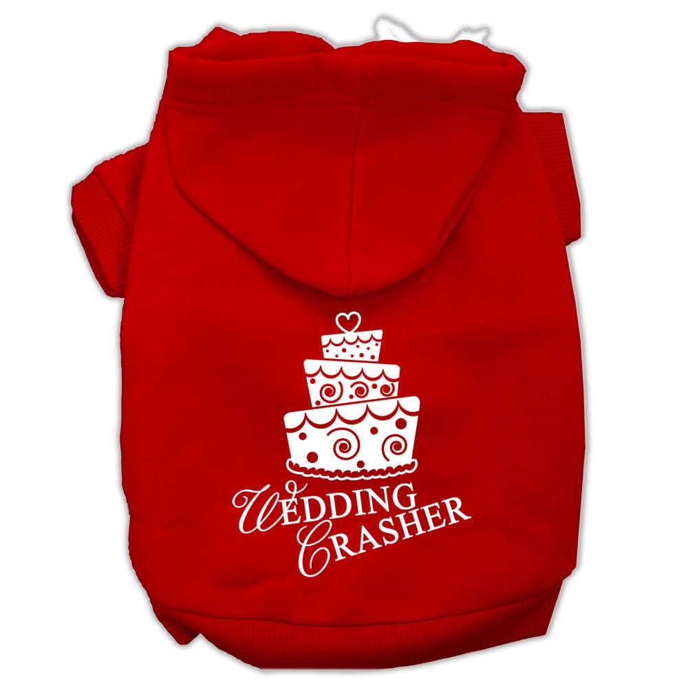 A stylish pet hoodie for dogs and cats, featuring the screen-printed text 'Wedding Crasher' in a fun design, perfect for special occasions.