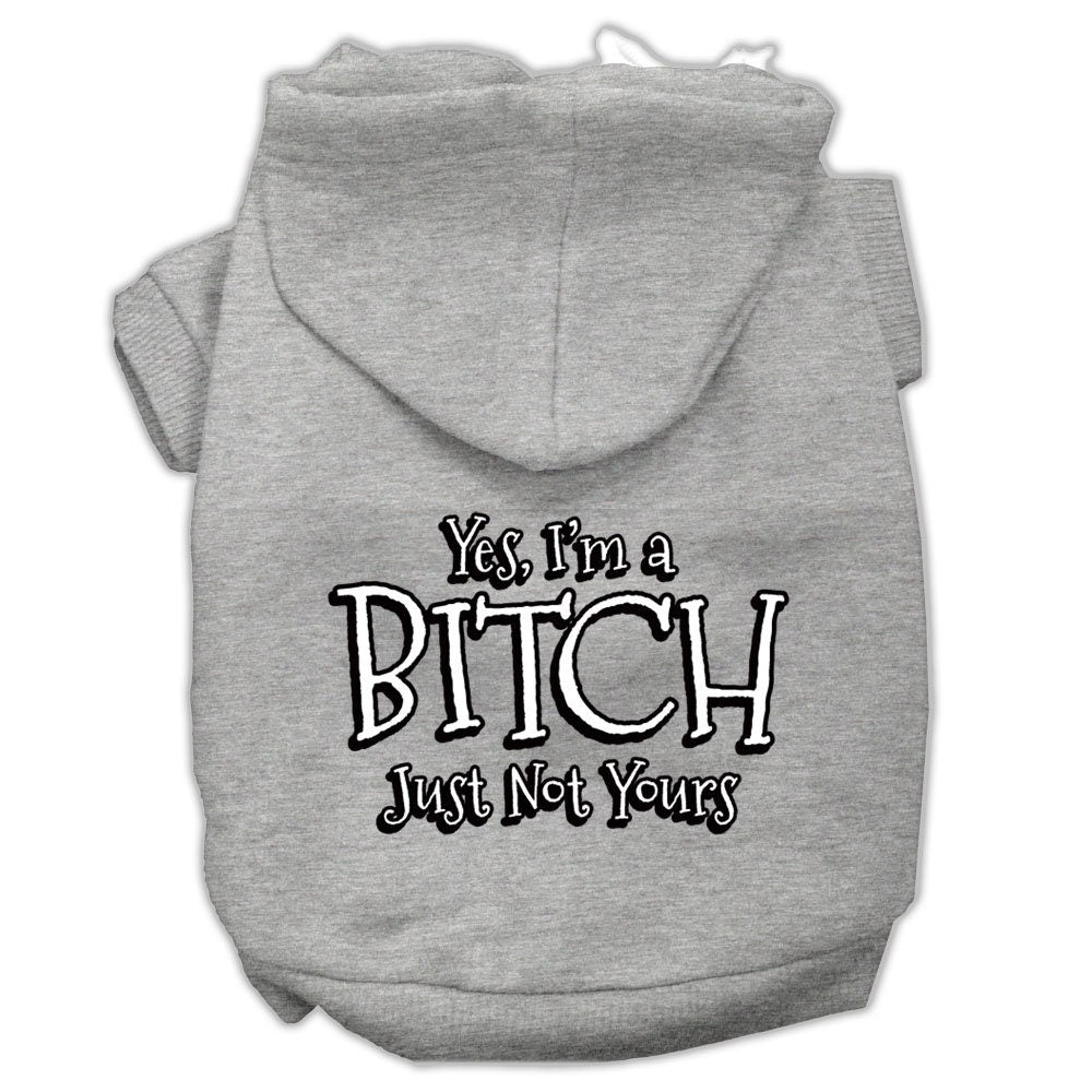 A cozy pet hoodie for dogs and cats, featuring the humorous text 'Yes, I'm A Bitch, Just Not Yours' in a stylish design.