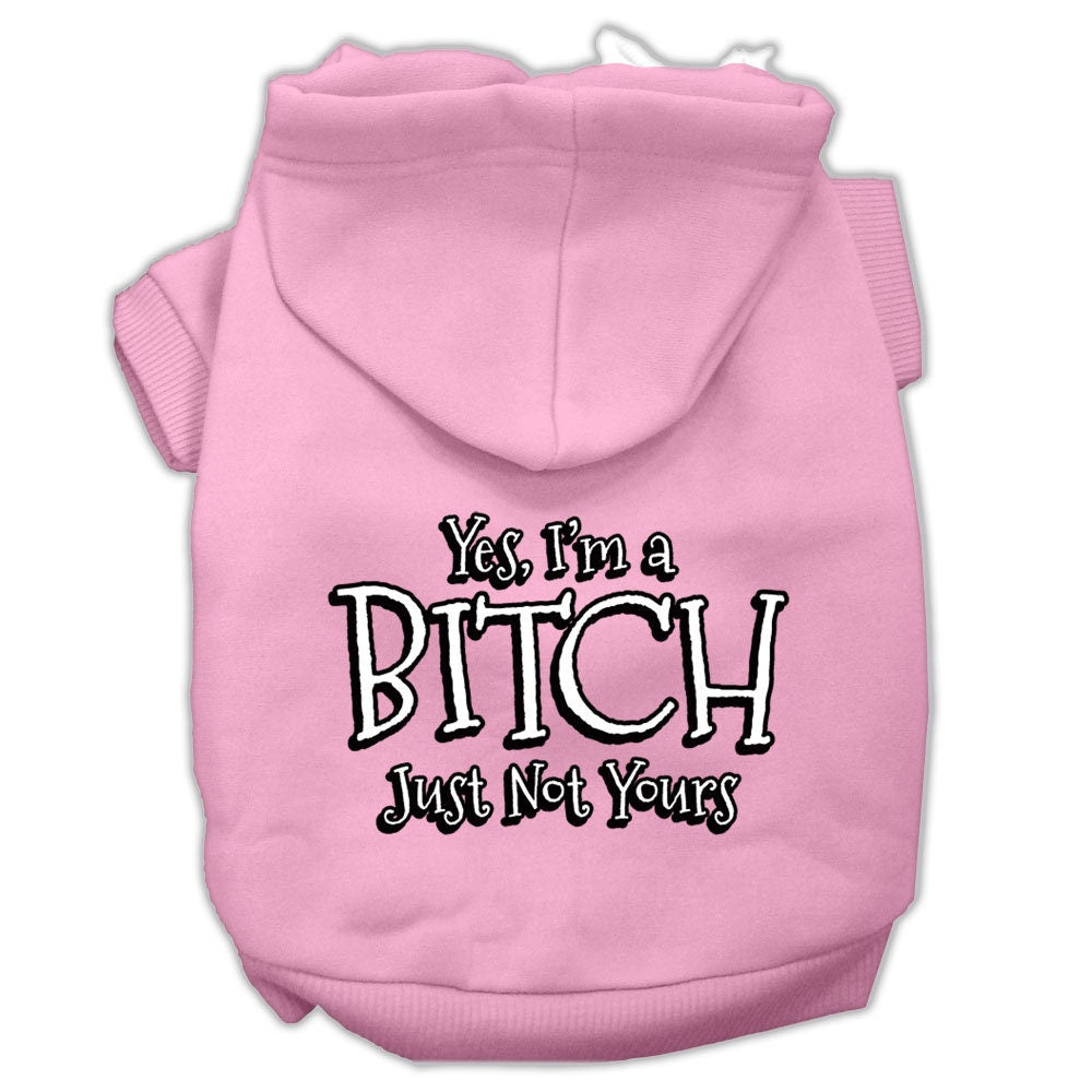 A cozy pet hoodie for dogs and cats, featuring the humorous text 'Yes, I'm A Bitch, Just Not Yours' in a stylish design.