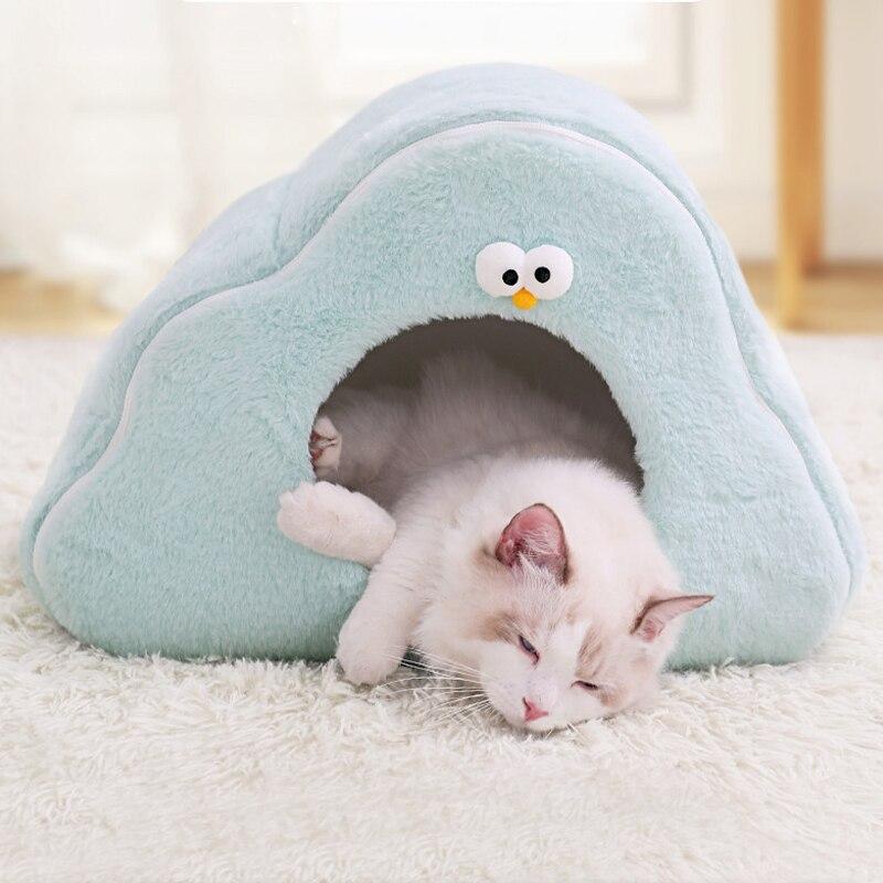 Cozy pet dog cat house designed for warmth and comfort, featuring a deep sleeping nest cave suitable for small to medium pets.
