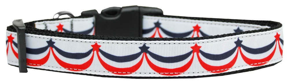 Stylish nylon collar and leash for pets featuring American Swag design, showcasing military-grade nylon and vibrant ribbon.