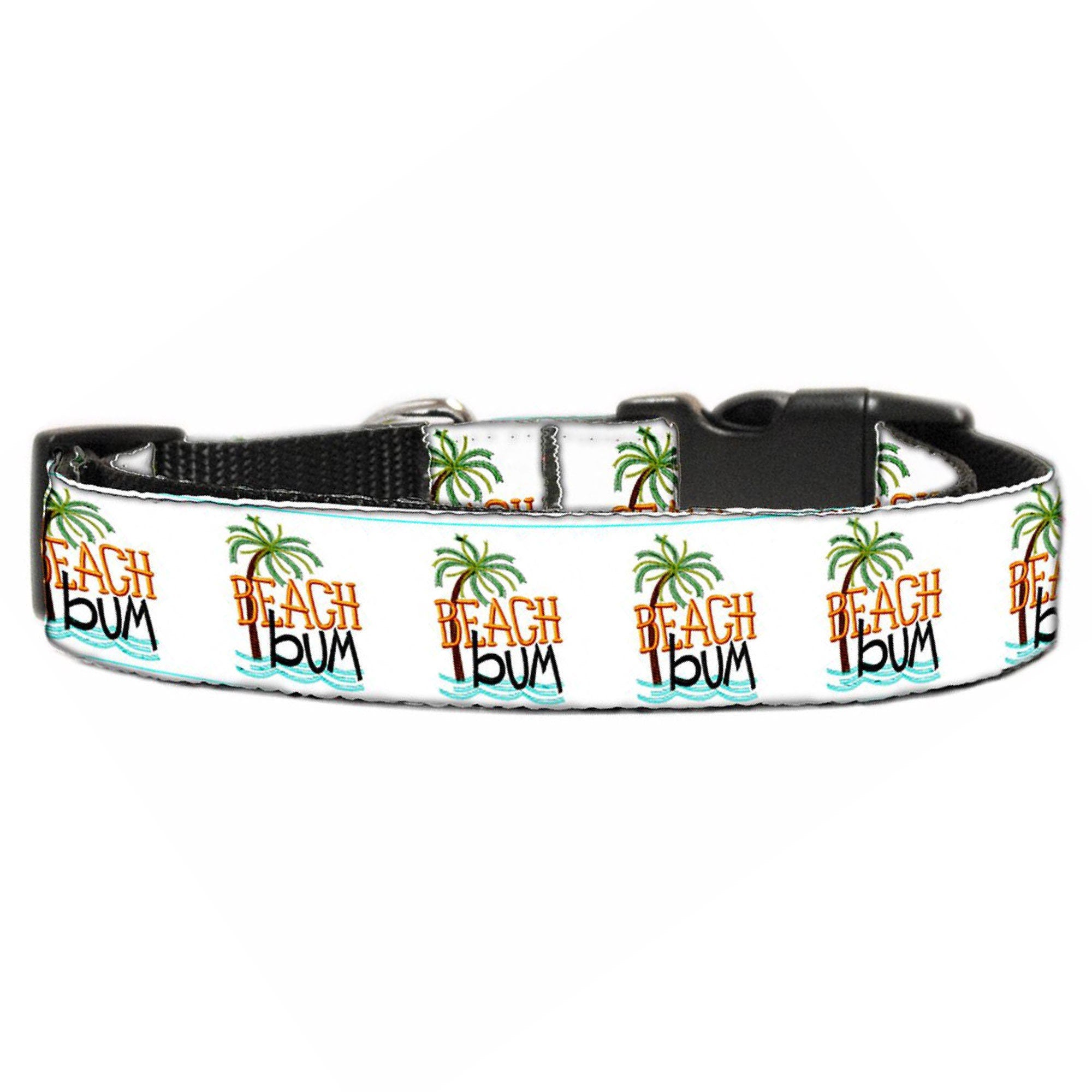Stylish nylon collar and leash set for dogs and cats, featuring a vibrant beach-themed design.