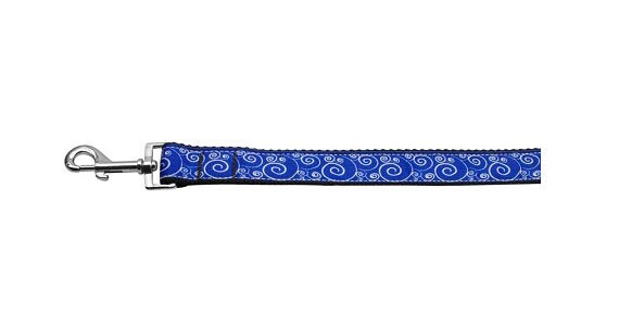 Blue and white swirly nylon collar and leash for pets, showcasing a stylish design and durable construction.