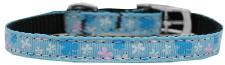 A stylish nylon collar and leash for pets featuring a butterfly design, showcasing durability and safety features.
