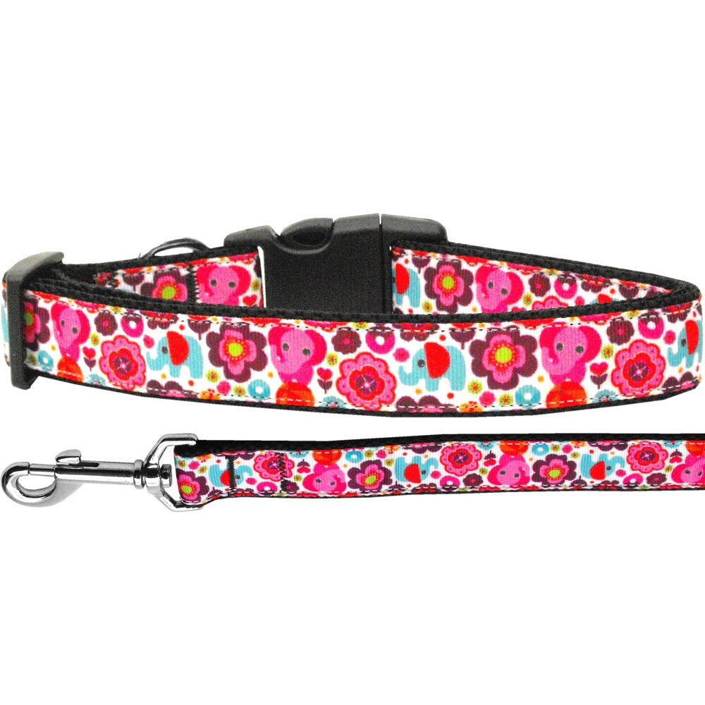 Stylish Elephant Elefun nylon collar and leash for pets, featuring a vibrant design and durable construction.