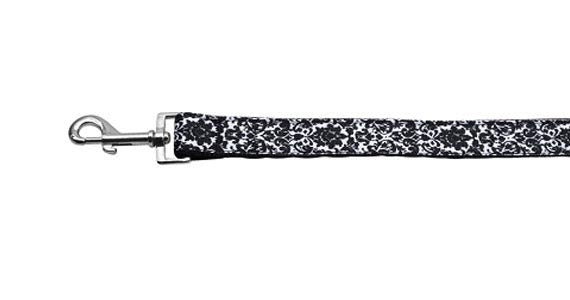Fancy black and white nylon collar and leash for dogs and cats, showcasing a stylish design with durable materials.