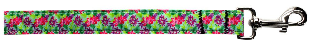 Colorful nylon collar and leash for pets featuring a vibrant 'Island Flowers' design, suitable for dogs and cats.