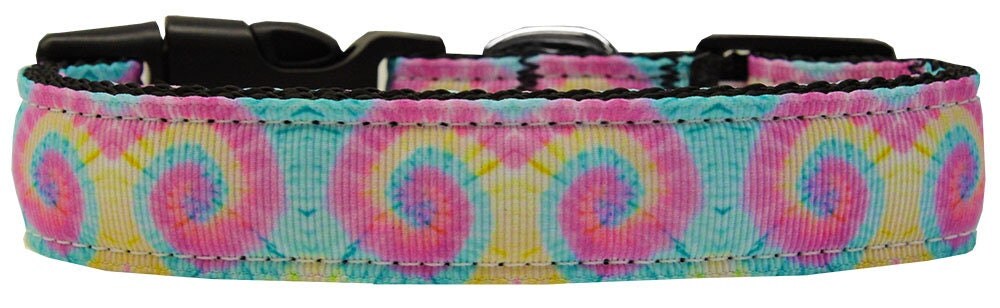 Pastel Tie Dye nylon collar and leash for dogs and cats, showcasing vibrant colors and durable design.