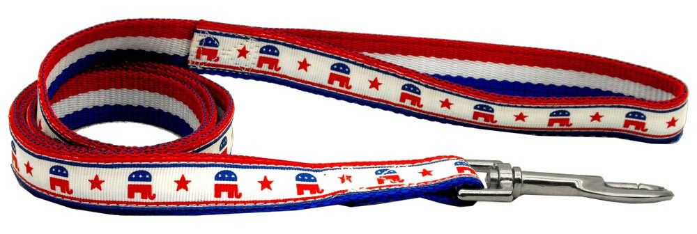 A stylish nylon collar and leash set for pets featuring Republican and Democrat designs, showcasing durability and fashion.