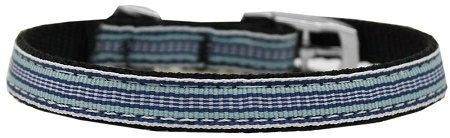 A stylish nylon collar and leash set for pets featuring vibrant preppy stripes, showcasing durability and safety features.