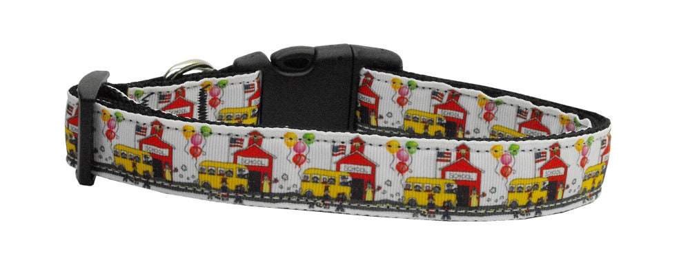A stylish nylon collar and leash set for pets, featuring a colorful ribbon design, suitable for dogs and cats.