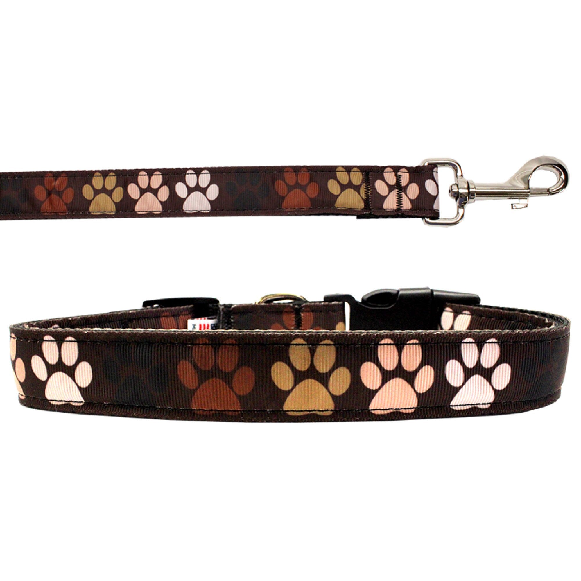 A stylish nylon collar and leash set for dogs and cats, featuring military-grade nylon and a decorative ribbon.