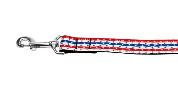 Stylish nylon collar and leash for pets featuring a vibrant Stars and Stripes design, suitable for both dogs and cats.