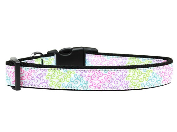 A vibrant 'Summer Swirls' nylon collar and leash set for dogs and cats, showcasing a colorful design and durable construction.