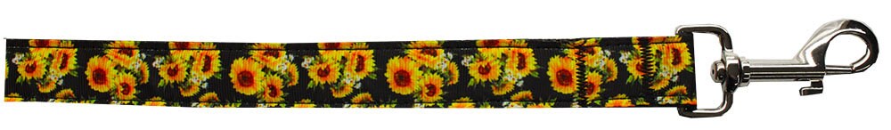A vibrant sunflower patterned nylon collar and leash set for dogs and cats, showcasing durability and style.