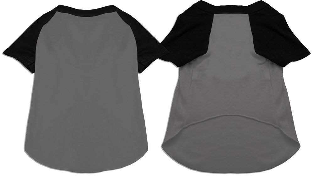 A soft and comfy raglan baseball shirt for dogs and cats, featuring a plain design suitable for customization.