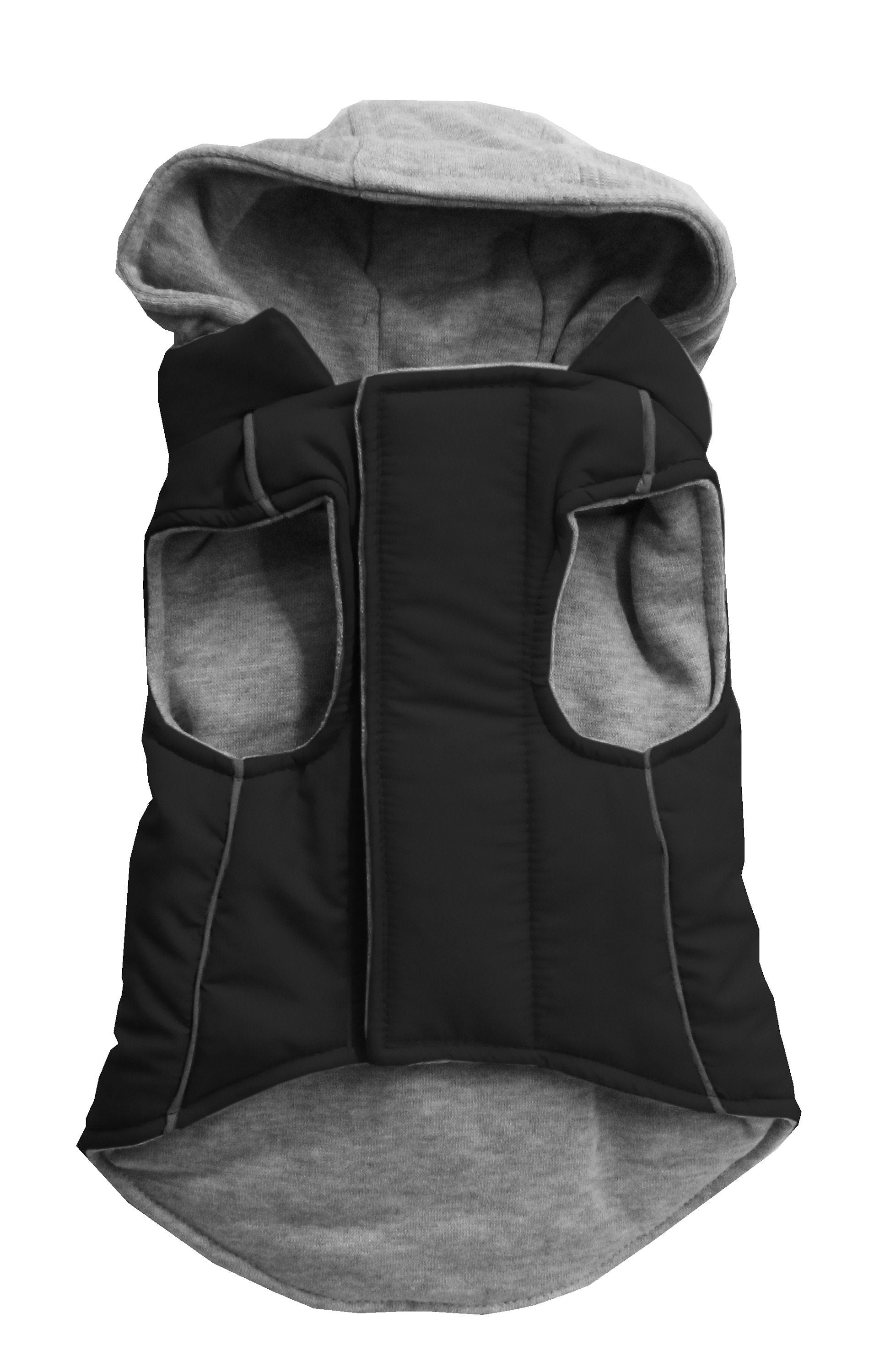 Reversible hooded coat for dogs and cats, featuring a water-resistant outer shell and warm inner hoodie.