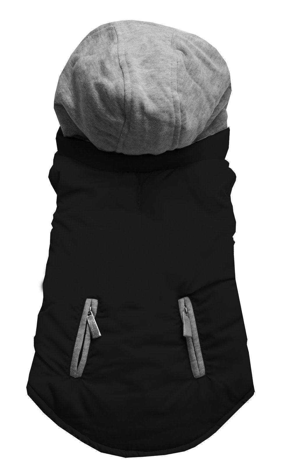 Reversible hooded coat for dogs and cats, featuring a water-resistant outer shell and warm inner hoodie.