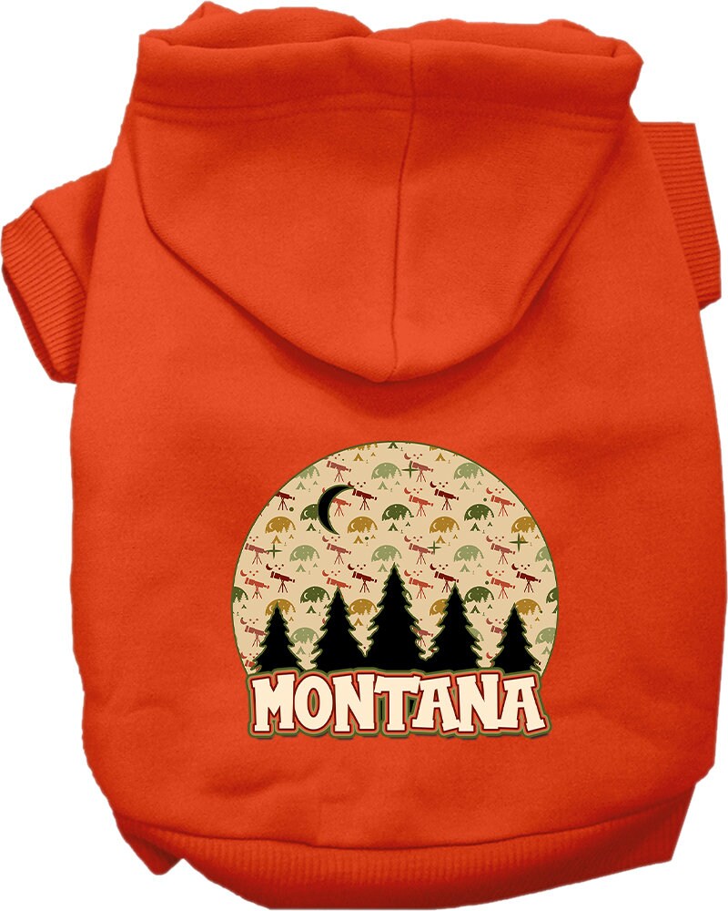 A cozy screen printed hoodie for medium to large pets, featuring a unique 'Montana Under The Stars' design, perfect for dogs and cats.